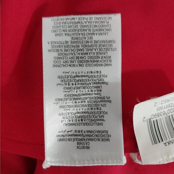 BCBGMAXAZRIA! CARDINAL RED CRISS-CROSS BODICE, BACK GOLD ZIP, A-LINE DRESS! SZ 2 - Picture 7 of 8